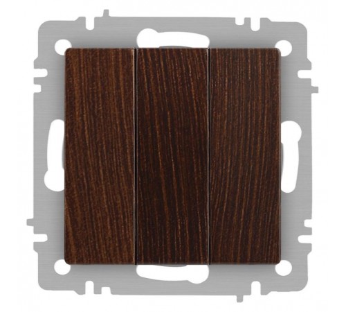 Выключатель Intro Accent 6-106-10 тройной, 10А-250В, IP20, СУ, AL/CU, венге  Б0063550  Intro