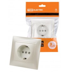 Розетка 2П+З 16А 250В с защ. шт. перламутр "Лама"  SQ1815-0811  TDM