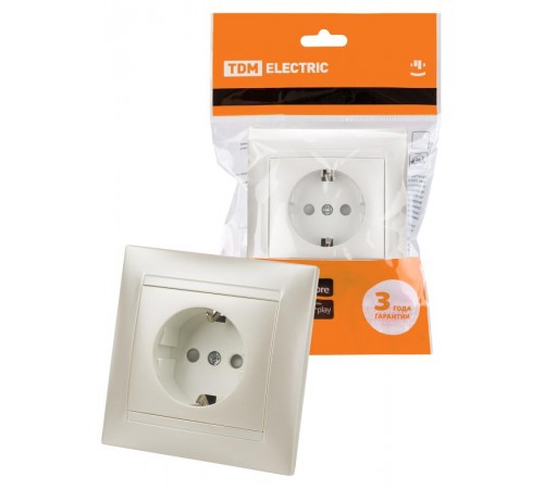 Розетка 2П+З 16А 250В с защ. шт. перламутр "Лама"  SQ1815-0811  TDM