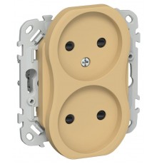 FLITE Розетка 2-ая без заземления со шторками 10А РСш02-0-ФлШм шамуа  FI-R23-10-K89  IEK