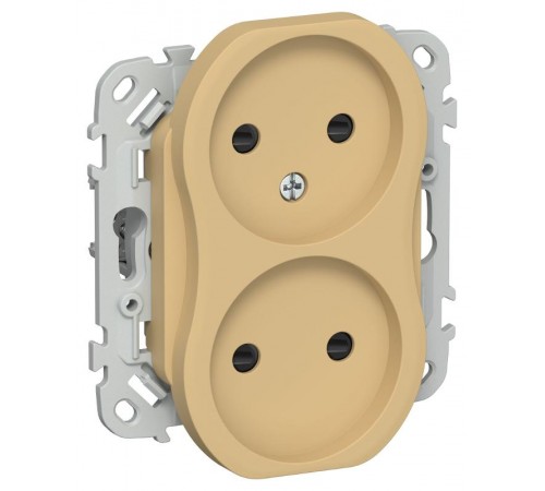 FLITE Розетка 2-ая без заземления со шторками 10А РСш02-0-ФлШм шамуа  FI-R23-10-K89  IEK