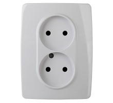 Розетка 2-ая без заземления 16A-250В IP20 Эра12 белый  Б0031238  ЭРА