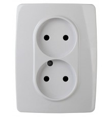 12-2007-01  Розетка 2-ая без заземления, 16А-250В, б.л., Эра12, белый  Б0038810  ЭРА
