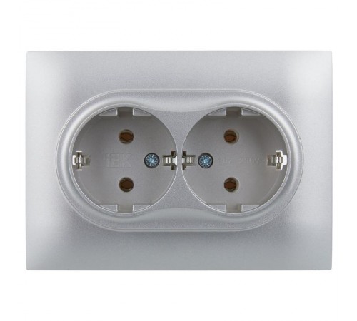 SKANDY Розетка 2-местная с з/к без з/ш 16А сб. SK-R08S серебряный  SK-R21-16-K23-F  IEK