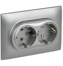 SKANDY Розетка 2-местная с з/к без з/ш 16А сб. SK-R08S серебряный  SK-R21-16-K23-F  IEK