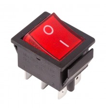 Выключатель клавишный 250V 15А (6с) ON-ON красный с подсветкой (RWB-506, SC-767) Индивидуальная упаковка 1 шт  36-2350-1  REXANT