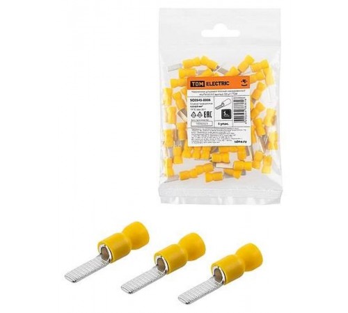 Наконечник штыревой плоский изолированный НШПИ 4,0-6,0 желтый (50 шт.)   SQ0545-0006  TDM