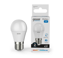 Лампа светодиодная Elementary Шар 12W 950lm 6500K Е27 LED 1/10/100  53232  Gauss