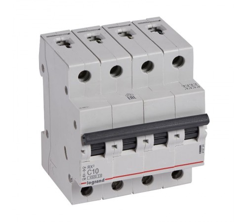 Выключатель автоматический четырехполюсный RX3 4500 10А C 4,5кА  419739  Legrand