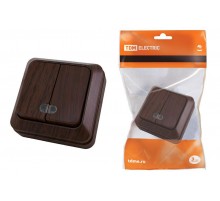 Выключатель 2-кл. открытой установки с подсветкой IP20 10А, бук "Ладога"   SQ1801-0030  TDM