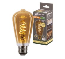 Лампа светодиодная "Винтаж" золотистая ST64 (со спиралью), 4 Вт, 230 В, 2700 К, E27 (конус)  SQ0340-0344  TDM