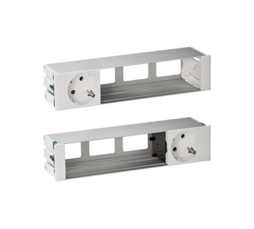 Simon S400 Двухсторонний Врезной розеточный блок с крышкой, ввод щетка, 2x2P+E, 6 пустых модулей, белый, S400  46401000-130  Simon