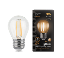 Лампа светодиодная Black LED Filament Шар E27 9W 680lm 2700K  105802109  Gauss