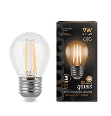 Лампа светодиодная Black LED Filament Шар E27 9W 680lm 2700K  105802109  Gauss