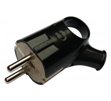 Вилка угловая с кольцом с заземлением 16А черная 4220  4690612009155  IN HOME