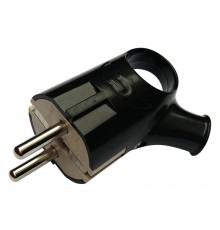 Вилка угловая с кольцом с заземлением 16А черная 4220  4690612009155  IN HOME