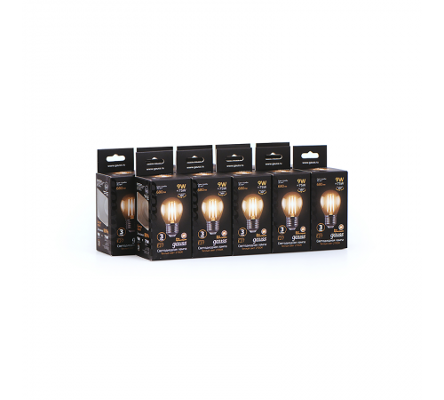 Лампа светодиодная Black LED Filament Шар E27 9W 680lm 2700K  105802109  Gauss