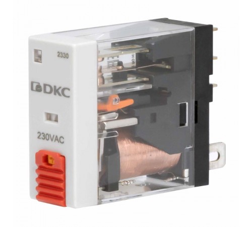 Одиночное реле, 1 перекидной контакт, 230 В AC, тестовая кнопка  IR-230AC-1CO-D  DKC