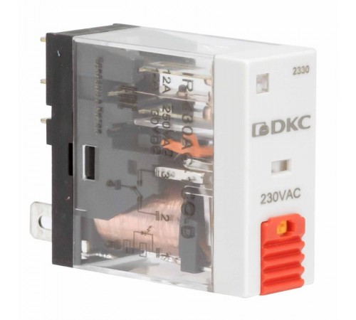Одиночное реле, 1 перекидной контакт, 230 В AC, тестовая кнопка  IR-230AC-1CO-D  DKC