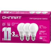 Лампа светодиодная 90 603 OLL-A60-11-230-4K-E27-PACK3  90603  ОНЛАЙТ