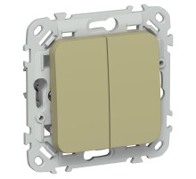 FLITE Выключатель 2-клавишный 10А ВС12-1-0-ФлО оливковый  FI-V20-0-10-1-K26  IEK