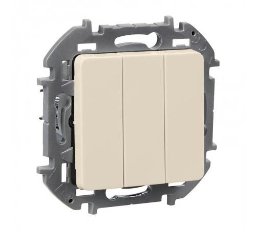 Inspiria Слоновая кость Выключатель 3-клавишный 10АХ 250В винтовые зажимы  673541  Legrand