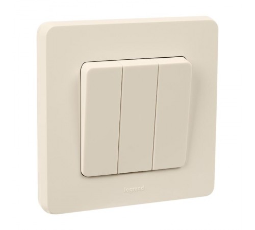 Inspiria Слоновая кость Выключатель 3-клавишный 10АХ 250В винтовые зажимы  673541  Legrand
