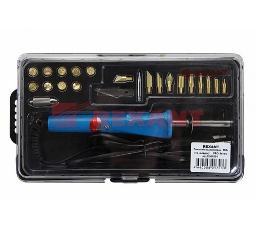 Набор паяльник-выжигатель (19 насадок) ПРОФИ 220 V/30 Вт  12-0183-1  REXANT