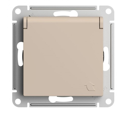 AtlasDesign Песочный Розетка с заземлением со шторками с крышкой, 16А, IP20, механизм  ATN001246  SE