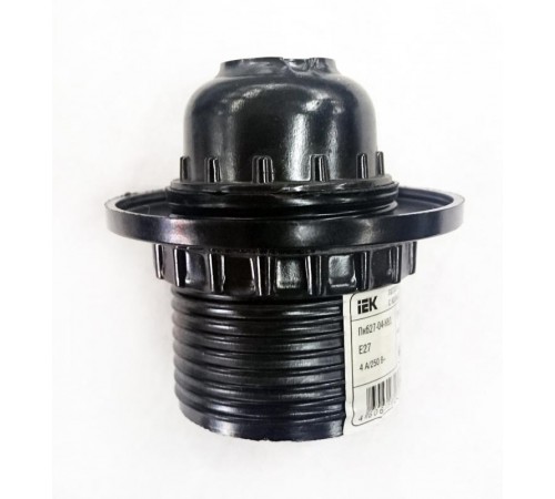 Патрон с кольцом карболитовый Е27 черный (50 шт), стикер на изделии Пкб27-04-К11  EPK11-04-01-K01  IEK