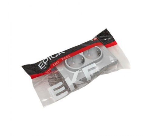 Механизм розетки двойной, 16А, с заземлением, со шторками, с рамкой, алюминий Эпика EKF  UP1-SOA-211  EKF