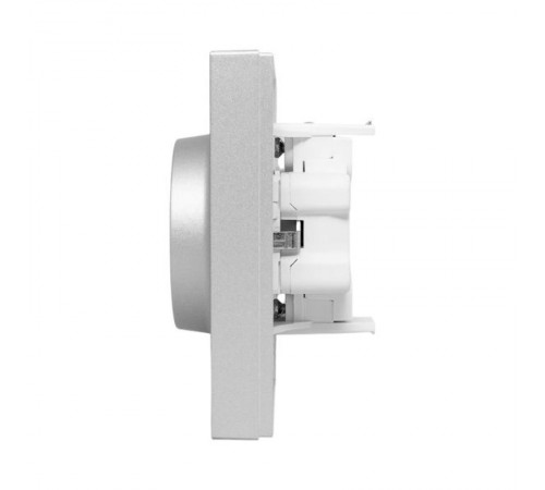 Механизм розетки двойной, 16А, с заземлением, со шторками, с рамкой, алюминий Эпика EKF  UP1-SOA-211  EKF