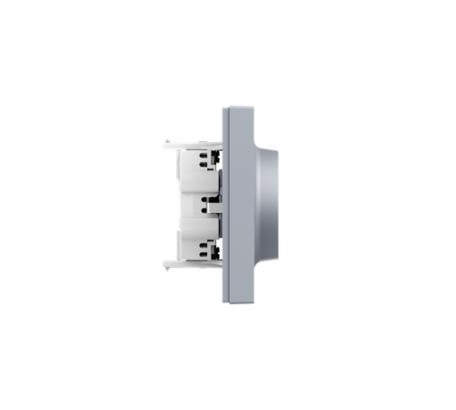 Механизм розетки двойной, 16А, с заземлением, со шторками, с рамкой, алюминий Эпика EKF  UP1-SOA-211  EKF