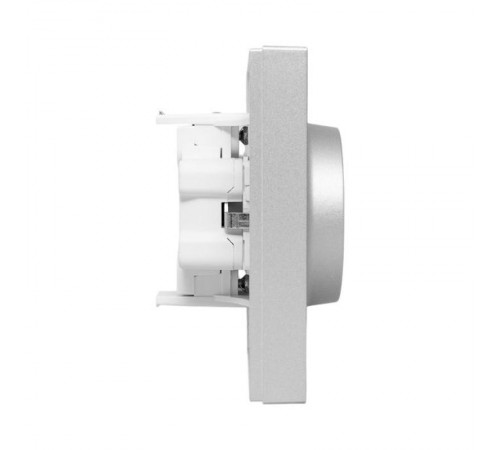 Механизм розетки двойной, 16А, с заземлением, со шторками, с рамкой, алюминий Эпика EKF  UP1-SOA-211  EKF