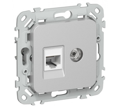 FLITE Розетка 2-ая RJ45/TV кат.6 UTP РКТВ6-2-0-ФлА алюминий  FI-AK22-2-K47  IEK