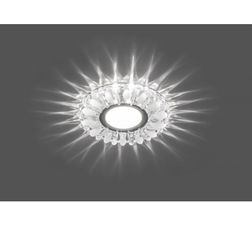 Светильник точечный встраиваемый под лампу, с LED подсветкой CD914 15LED*2835 SMD 4000K, MR16 50W G5.3, прозрачный-матовый, хром  29535  FERON