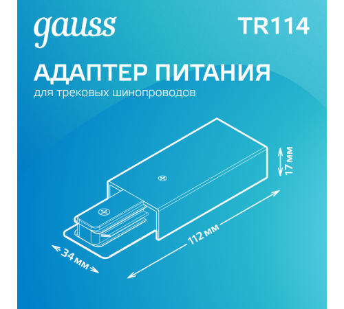 Адаптер питания для подключения светильников к трековой системе к сети белый  TR114  Gauss