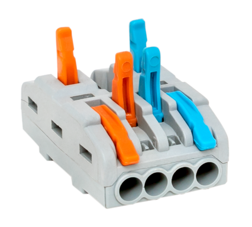Строительно-монтажная клемма СМК 222-424 разветвительная 4 выхода 0,08-4 мм2  plc-smk-422-4  EKF