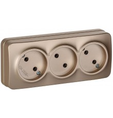 GLORY Розетка 3-местная без з/к/ш о/у 10А РС23-2-ХШм шампань матовый  ERH30-K37M-10  IEK