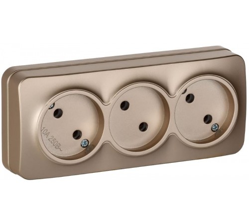 GLORY Розетка 3-местная без з/к/ш о/у 10А РС23-2-ХШм шампань матовый  ERH30-K37M-10  IEK