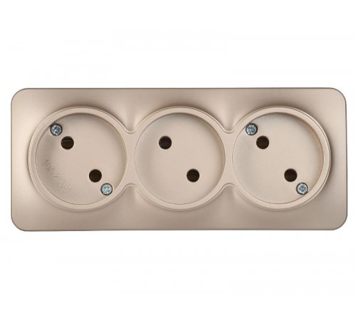 GLORY Розетка 3-местная без з/к/ш о/у 10А РС23-2-ХШм шампань матовый  ERH30-K37M-10  IEK