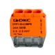 Клеммная колодка на 3 проводника до 2,5 кв. мм. на токи до 24А  DTP1-03-2.5SPS  DKC