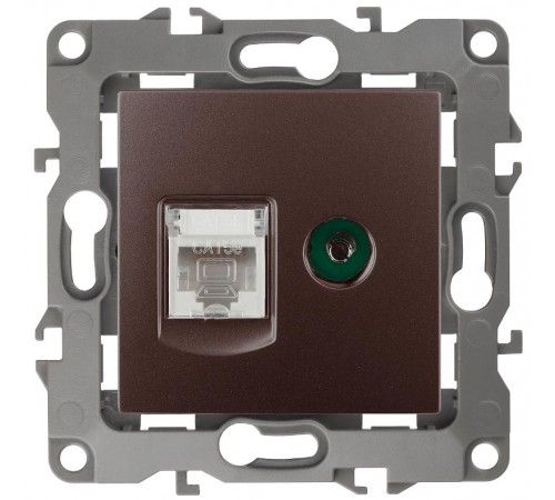 Розетка информационная+TV 12-3110-13 RJ45+TV,  бронза  Б0027448  ЭРА