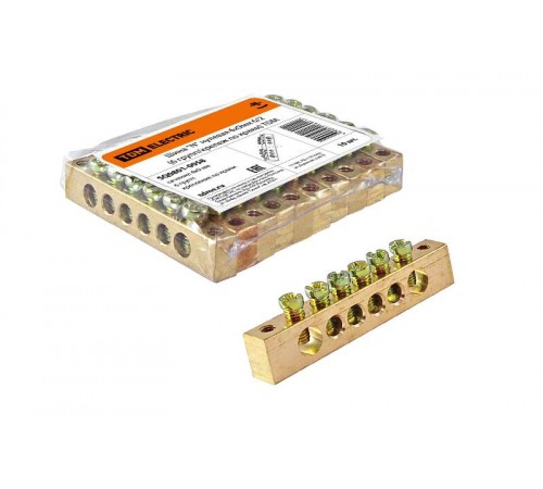 Шина "N" нулевая 6х9мм 6/2 (6 групп/крепеж по краям)   SQ0801-0058  TDM