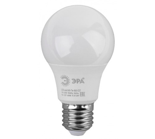 Лампа светодиодная LED A60-7W-840-E27 Лампы СВЕТОДИОДНЫЕ СТАНДАРТ ЭРА (диод, груша, 7Вт, нейтр, E27)  Б0029820  ЭРА