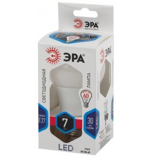 Лампа светодиодная LED A60-7W-840-E27 Лампы СВЕТОДИОДНЫЕ СТАНДАРТ ЭРА (диод, груша, 7Вт, нейтр, E27)  Б0029820  ЭРА