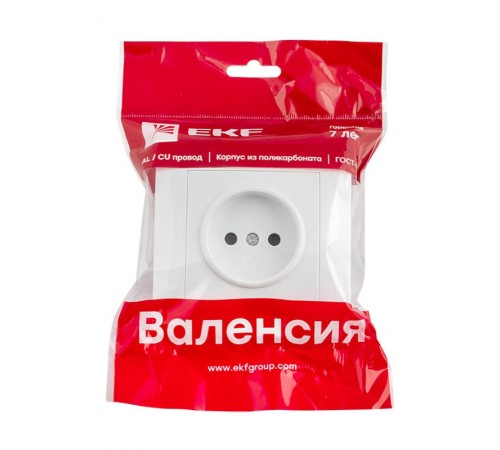 Валенсия розетка 1-местная б/з 10А белая с защ. штор. EKF PROxima   EWR10-022-10   EKF