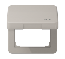 Рамка с подпружиненной крышкой для механизмов 50*50, с символом "Вилка" CD590KLSOCPT Jung