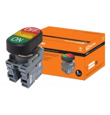 Кнопка двойная MPD3-11Y (зеленая/красная) (LED) в сборе d22мм/24В (ON/OFF)  линза желтая  SQ0747-0064  TDM