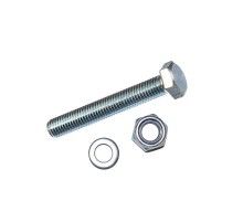 Болт DIN933 с шестигранной головкой оцинк. М10х100 + гайка + шайба (2 шт) - пакет ( 0,15 кг)  136917  Tech-KREP